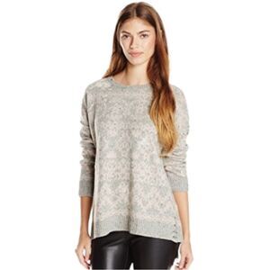 WILDFOX built in a day distressed Venice Canal oversized pink gray sweater XS